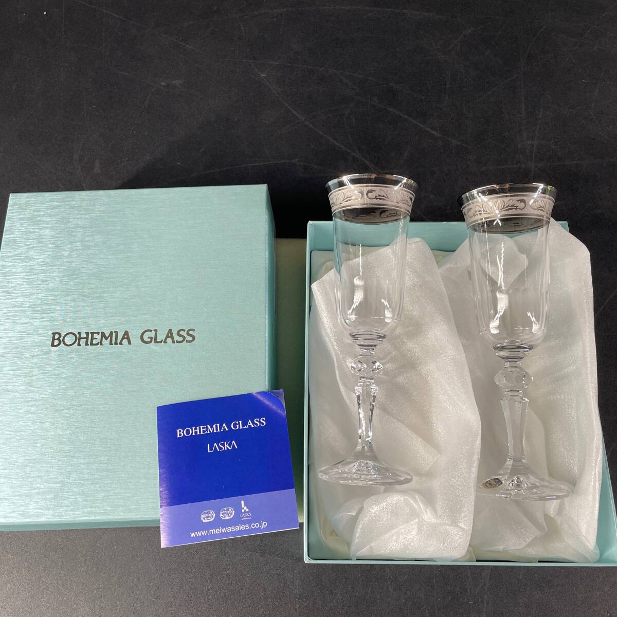 未使用 長期保管品 BOHEMIA GLASS LASKA ボヘミアングラス ボヘミア 硝子食器 酒器 グラス ワイン VR-5001 [MADE IN CZECH REPUBLIC]/u14aの画像1