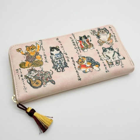 新品即決◆和 マンハッタナーズ 牛革レザー 長財布◆2.4万円/本革ウォレット/ネコ/猫/猫の七福神 愛猫編 me44-5
