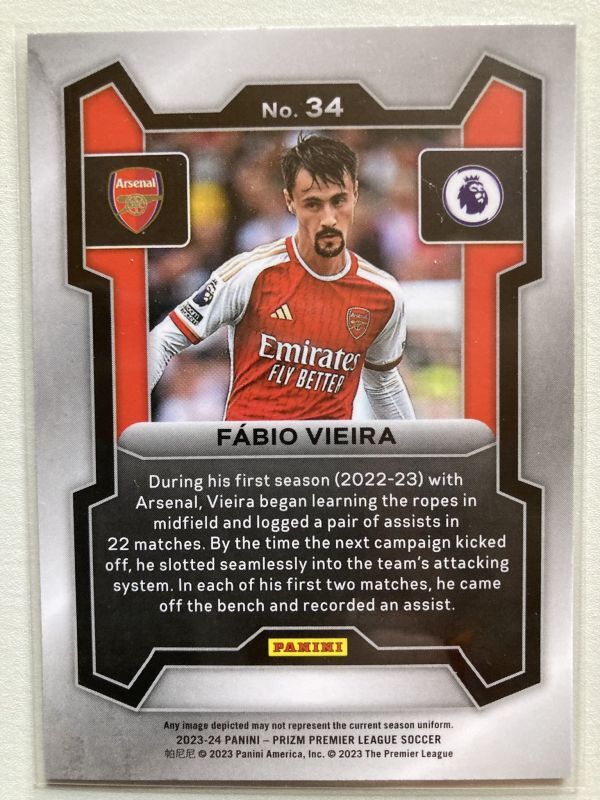 2023-24 Panini Prizm Premier League Fabio Vieira_画像2