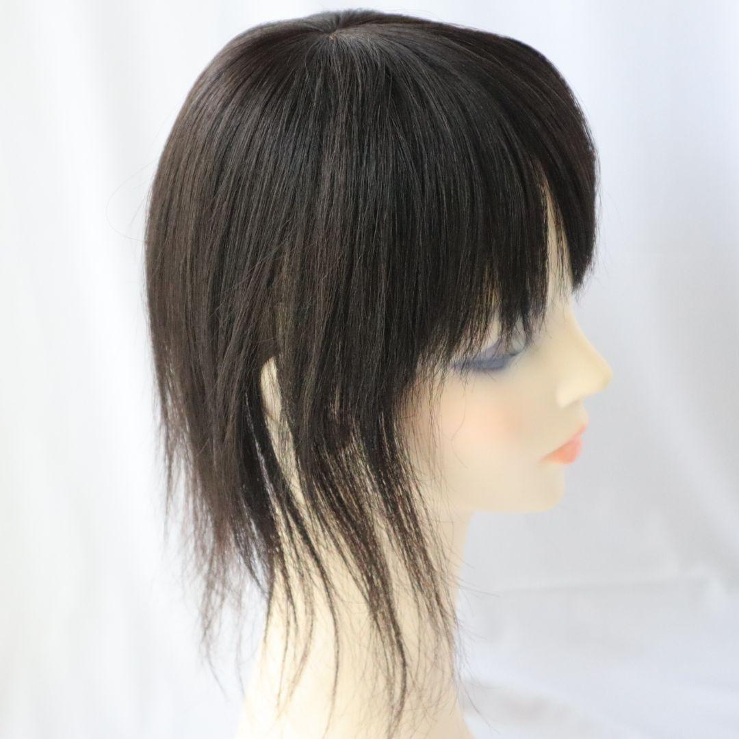 ヘアピース　30cm つむじリアル　ナチュラルブラック 人毛 　かつら b2