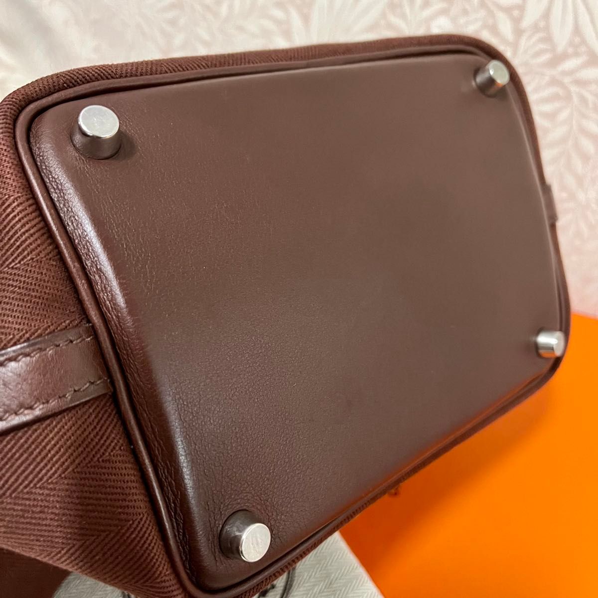 HERMES エルメス ピコタンPMキャンバス×レザー ブラウン J刻印