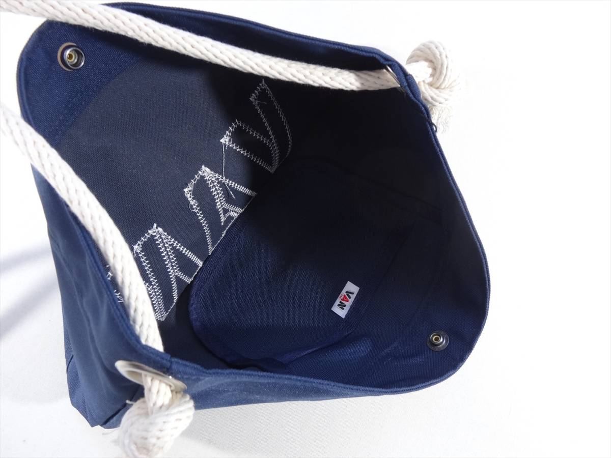 ★送料無料!! VAN JAC ヴァンヂャケット ロゴ刺繍 マリンロープショルダーバック NAVY★の画像4