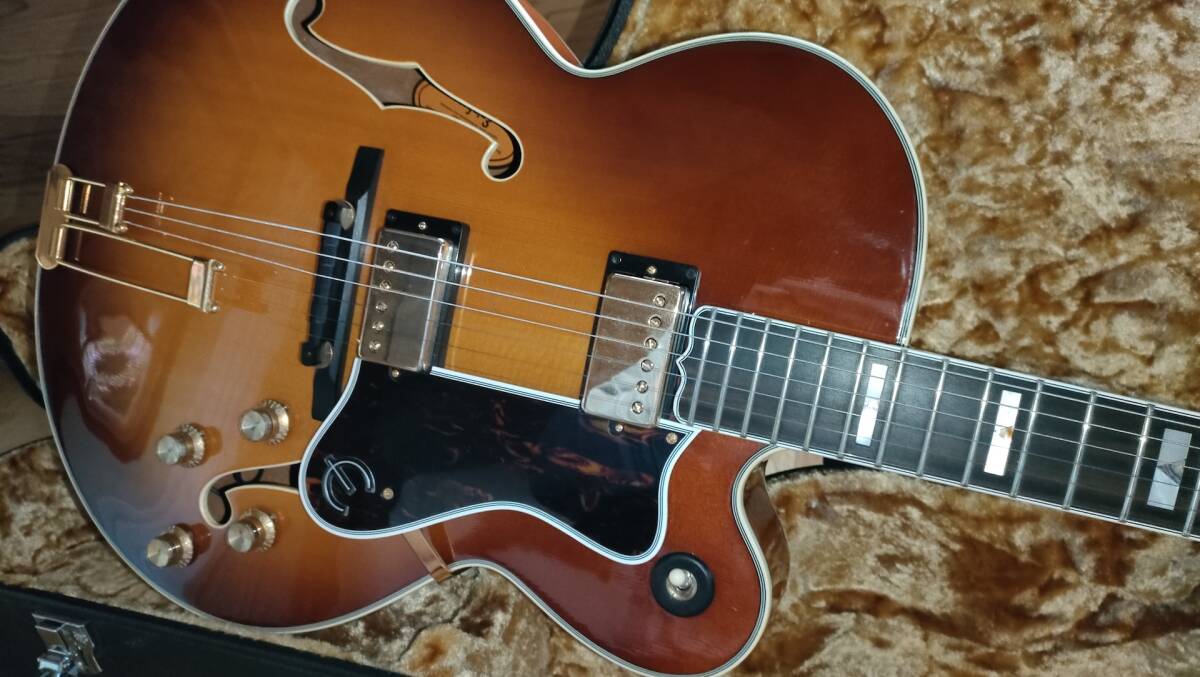 希少 Epiphone EMPEROR-J 寺田楽器製 ジャパンヴィンテージ サンバースト エンペラー フルアコCasino中古_画像6