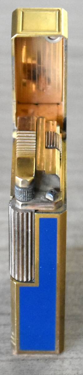 S.T.Dupont デュポン ライン1 都彭 漆 ガスライター ブルー × ゴールドカラー リフィル：レッド ローラー式 喫煙具 たばこグッズの画像9