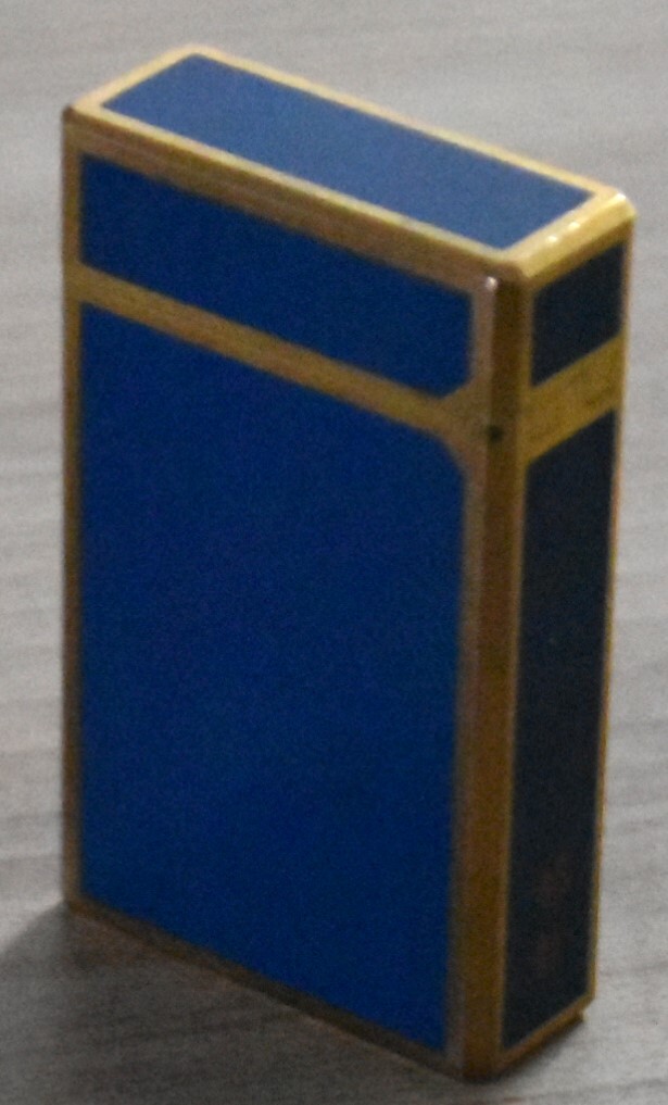 S.T.Dupont デュポン ライン1 都彭 漆 ガスライター ブルー × ゴールドカラー リフィル：レッド ローラー式 喫煙具 たばこグッズの画像2