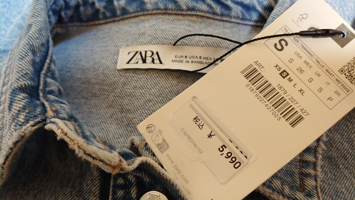 未使用【ZARA】オーバーサイズ デニムシャツ ジャケット(S)定価5,990円 タグ付き_画像5