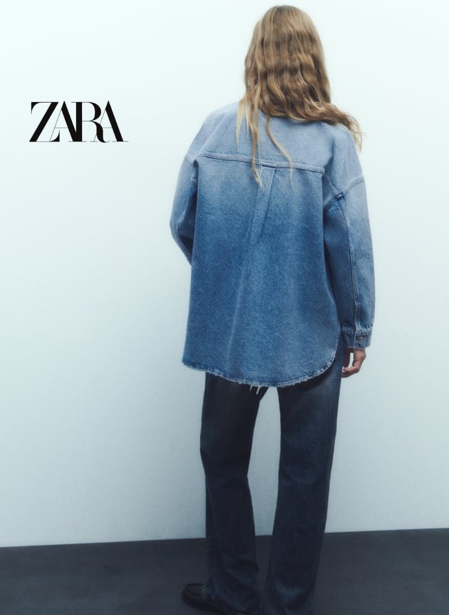 未使用【ZARA】オーバーサイズ デニムシャツ ジャケット(S)定価5,990円 タグ付き_画像4
