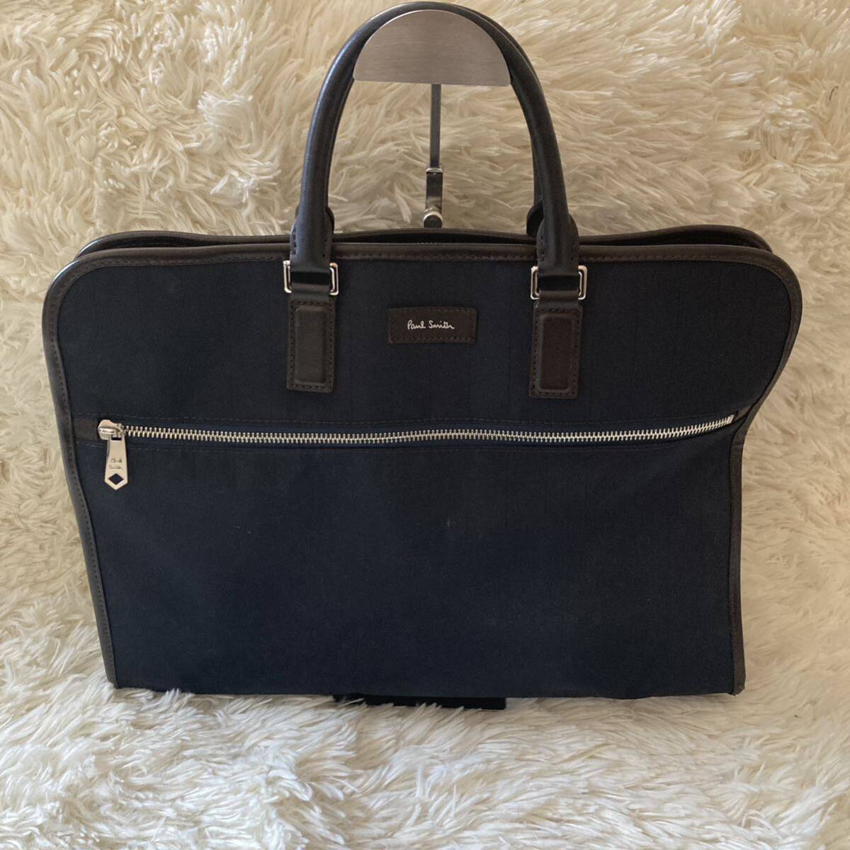 Paul Smith[ gentleman. excellent article ] Paul Smith business bag tote bag handbag nylon leather navy navy blue 