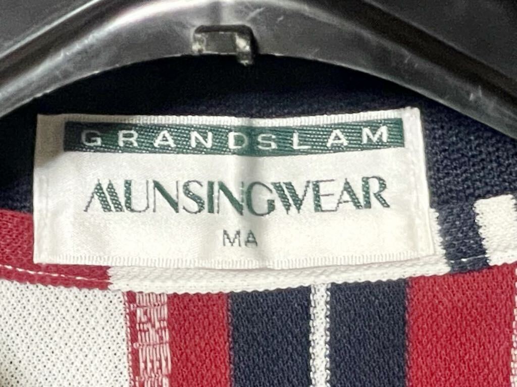 【Grand Slam】Munsingwear マンシングウェア グランドスラム ポロシャツ 鹿の子 カノコ ストライプ サイズMAゴルフ GOLF_画像6