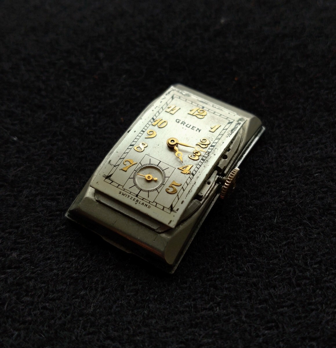 極上品 グリュエン GRUEN アンティーク 腕時計 手巻き ロングケース カーベックス アールデコ 現状の画像7