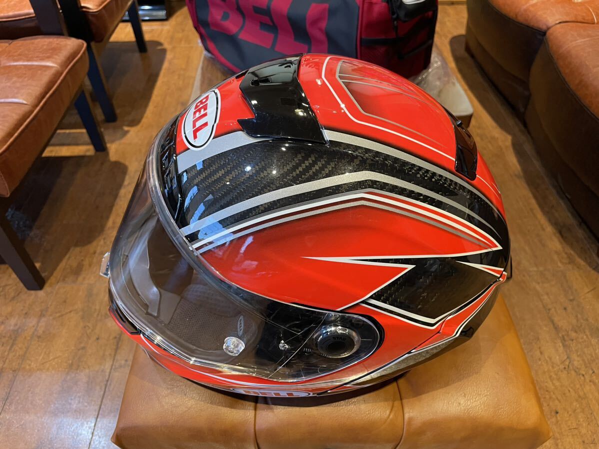 ☆BELL ベル RACE STAR TRITON RED CARBON Lサイズ 赤 黒 白 シルバ カーボン グラデーションフルフェイスヘルメット の画像2