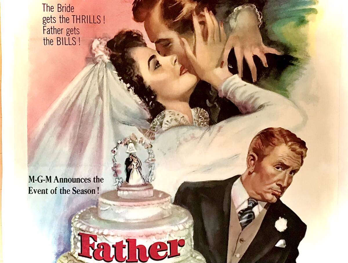 アカデミー賞 オリジナルポスター「花嫁の父」US 1SH 1950年初公開 リネンバック仕様 エリザベス・テイラー スペンサー・トレイシーの画像1