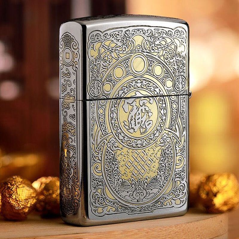 未使用 ZIPPO 金運貔貅　喫煙グッズ ジッポー 6面刻印 ヒキュウオイルライター 真鍮製 新品_画像4