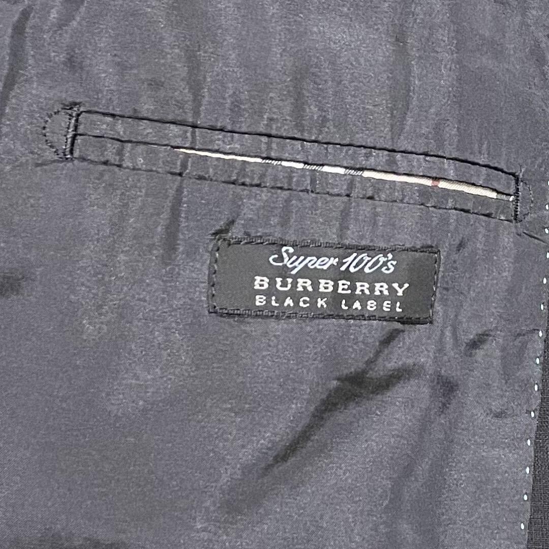 １円 美品 バーバリー ブラックレーベル Burberry Black Label スーツ スーパー100S メンズ ジャケット ブラック ウール L 羊毛_画像6