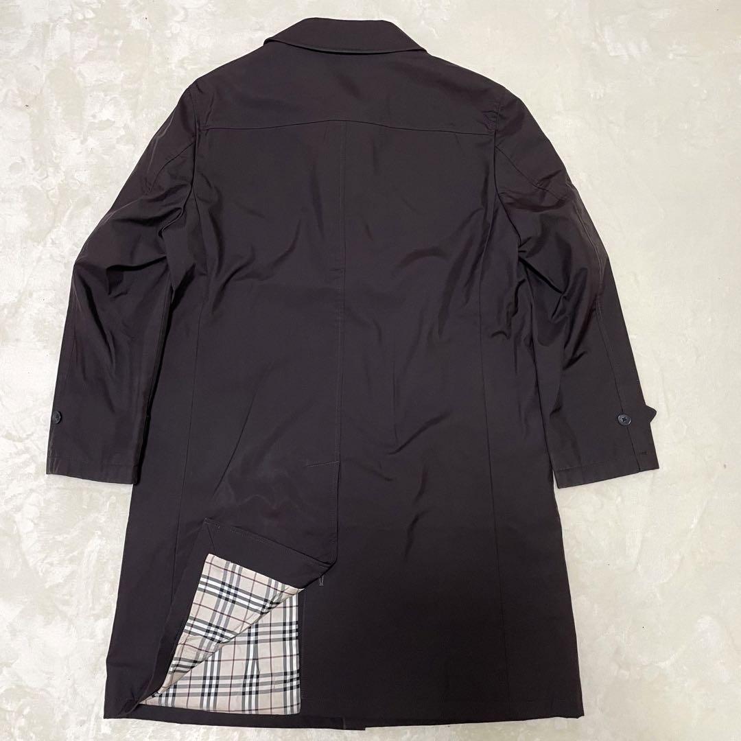 １円～ 美品 BURBERRY BLACK LABEL バーバリーブラックレーベル ロングコート Lサイズ メンズ ブラウン ノバチェック_画像3