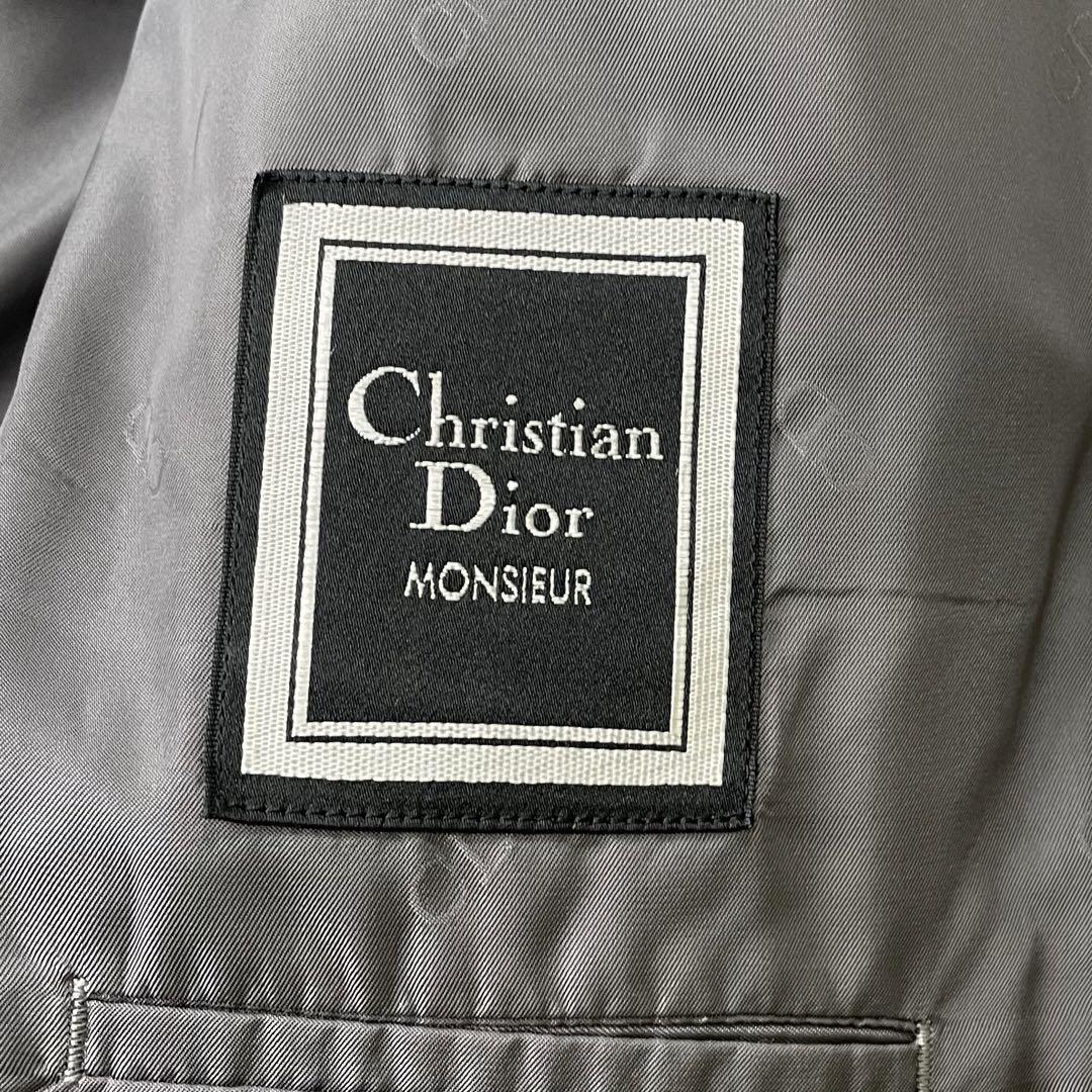 １円 美品 Christian Dior MONSIEUR クリスチャンディオール テーラードジャケット シングル メンズ 背抜き L グレー チェック_画像6