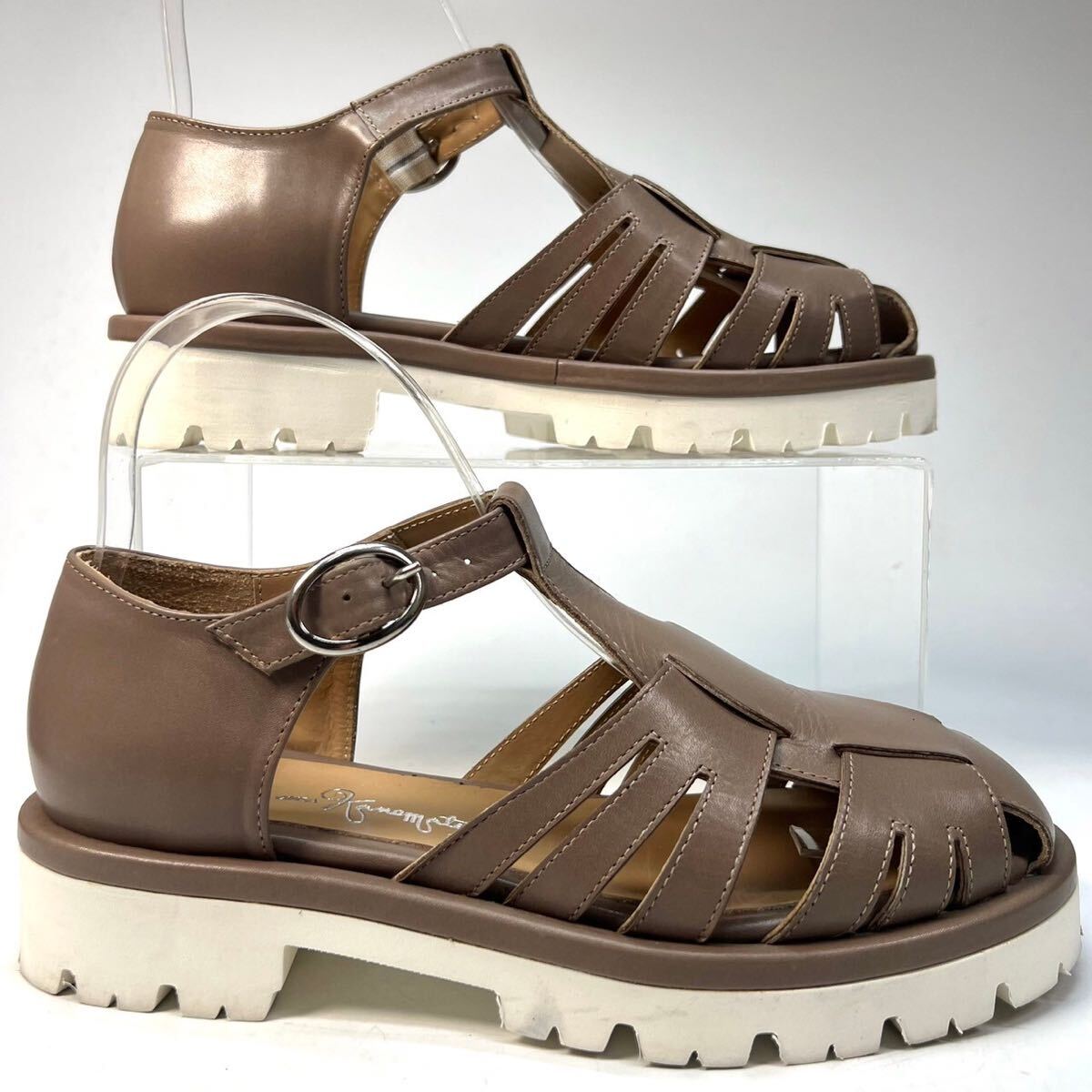 GINZA kanematsu Ginza Kanematsu g LUKA sandals thickness bottom leather 35 1/2 22.5cm lady's shoes shoes gray ju