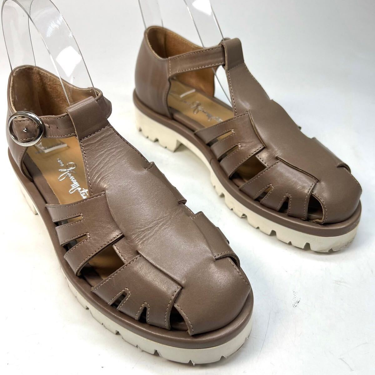 GINZA kanematsu Ginza Kanematsu g LUKA sandals thickness bottom leather 35 1/2 22.5cm lady's shoes shoes gray ju