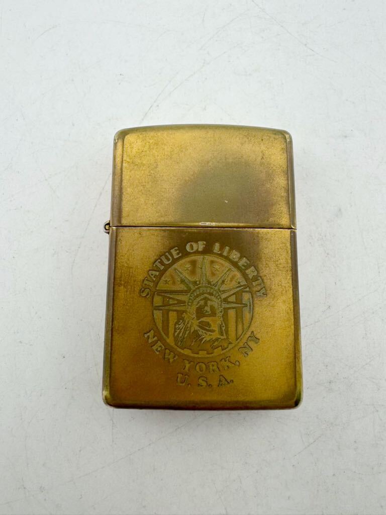 Zippo ジッポ オイルライター 喫煙具 ゴールドカラー 着火未確認 NEW YORK NY U.S.A STATUE OF LIBERTY【k3226-n107】_画像1