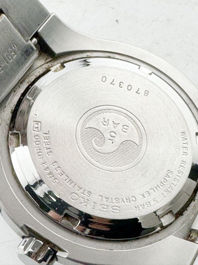 SEIKO 腕時計 AT セイコー KINETIC キネティック 5M42-0F00 メンズ 自動巻き シルバー ネイビー系文字盤 稼働品【k3236】_画像4