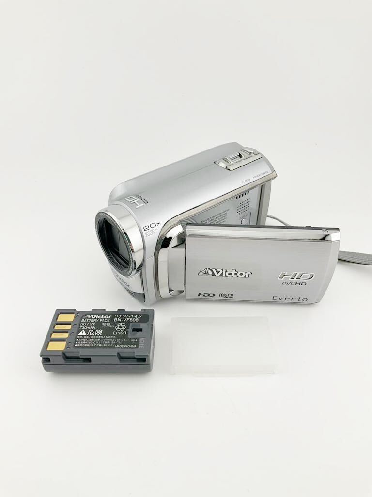 JVCケンウッド ビクター 20× OPTICAL ZOOM Everio GZ-HD300-S シルバー デジタルビデオカメラ バッテリー付き(k5731-n146)_画像1