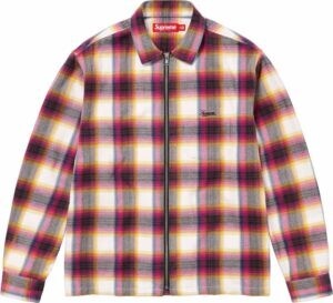 L 本物 24SS Supreme Shadow Plaid Flannel Zip Up Shirt ネルシャツ フランネル ジップアップ の画像1