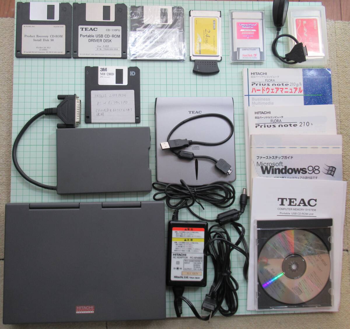 日立版 チャンドラ２ CLAVIUS Prius Note 210h T2109H MMX233 メモリ96MB HDD10G ThinkPad 235 兄弟機 TEAC CD-110PU 起動CF等オマケの画像1