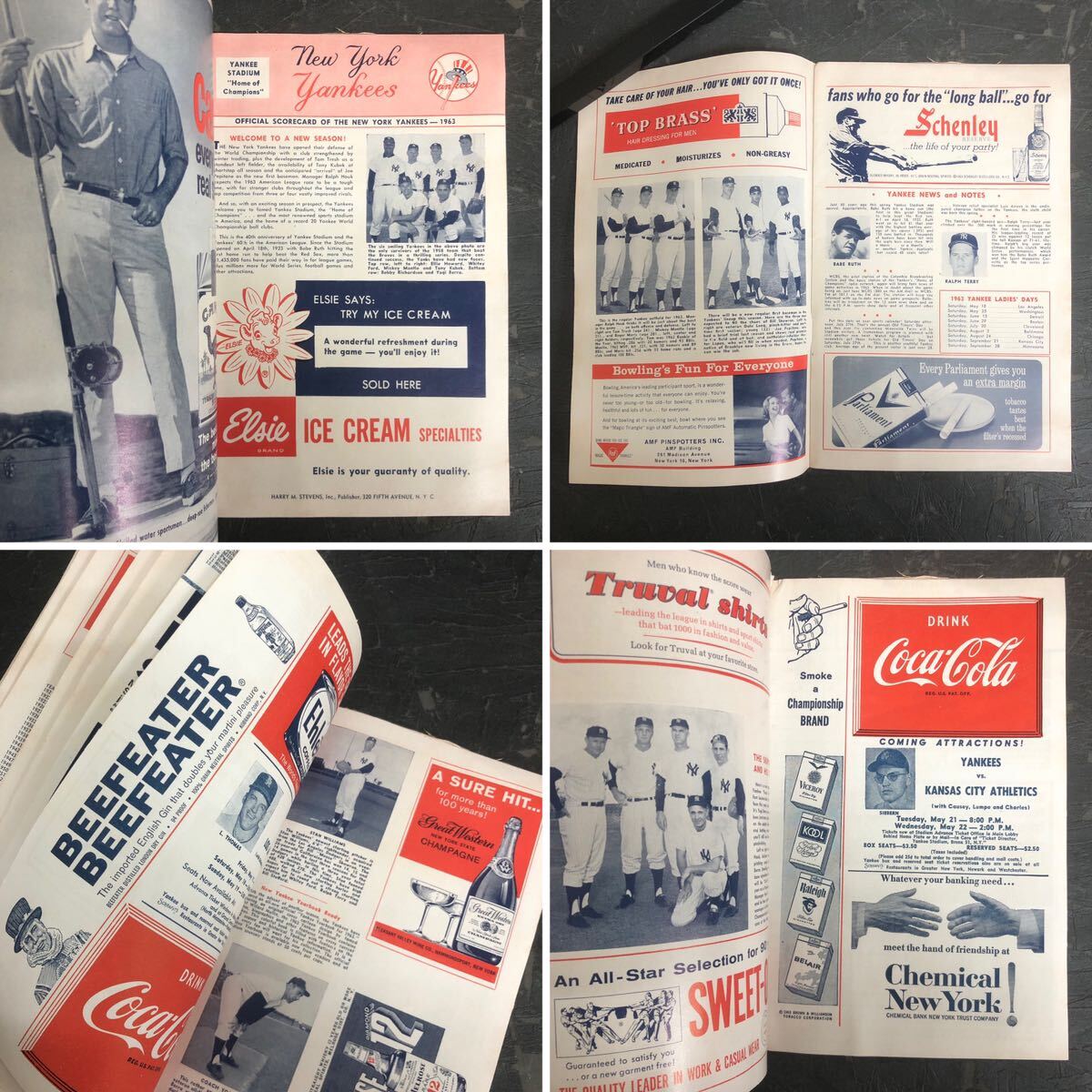 当時物 古い ヤンキース メガホン 1963 オフィシャルプログラム スコアカード YANKEES 40th ANNIVERSARY WORLD CHAMPIONS の画像3