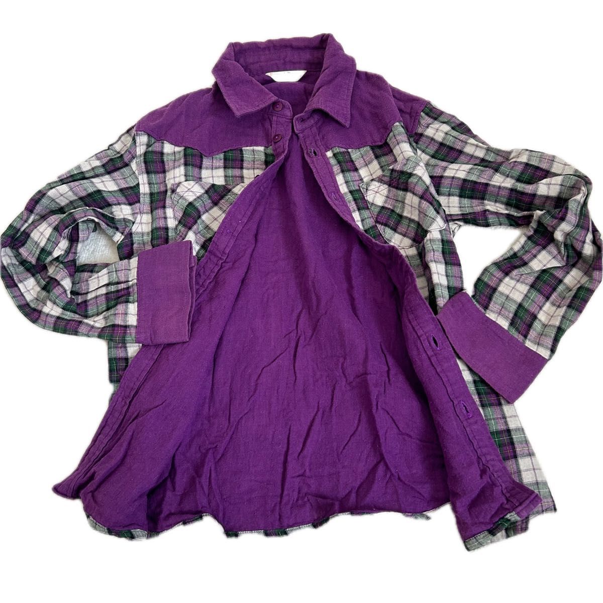 ベリーズベリー 140cm  長袖シャツ 女の子 ボタンダウン コットンシャツ ガーゼの柔らか素材 カウガール デザインシャツ