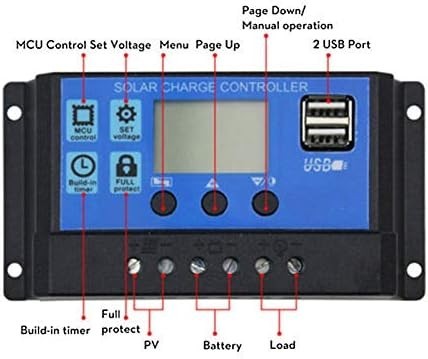 ソーラーチャージコントローラー 30A 12V 24V 充電USBポート付 ソーラーパネル バッテリー チャージャー 充電コントローラー LCDの画像10