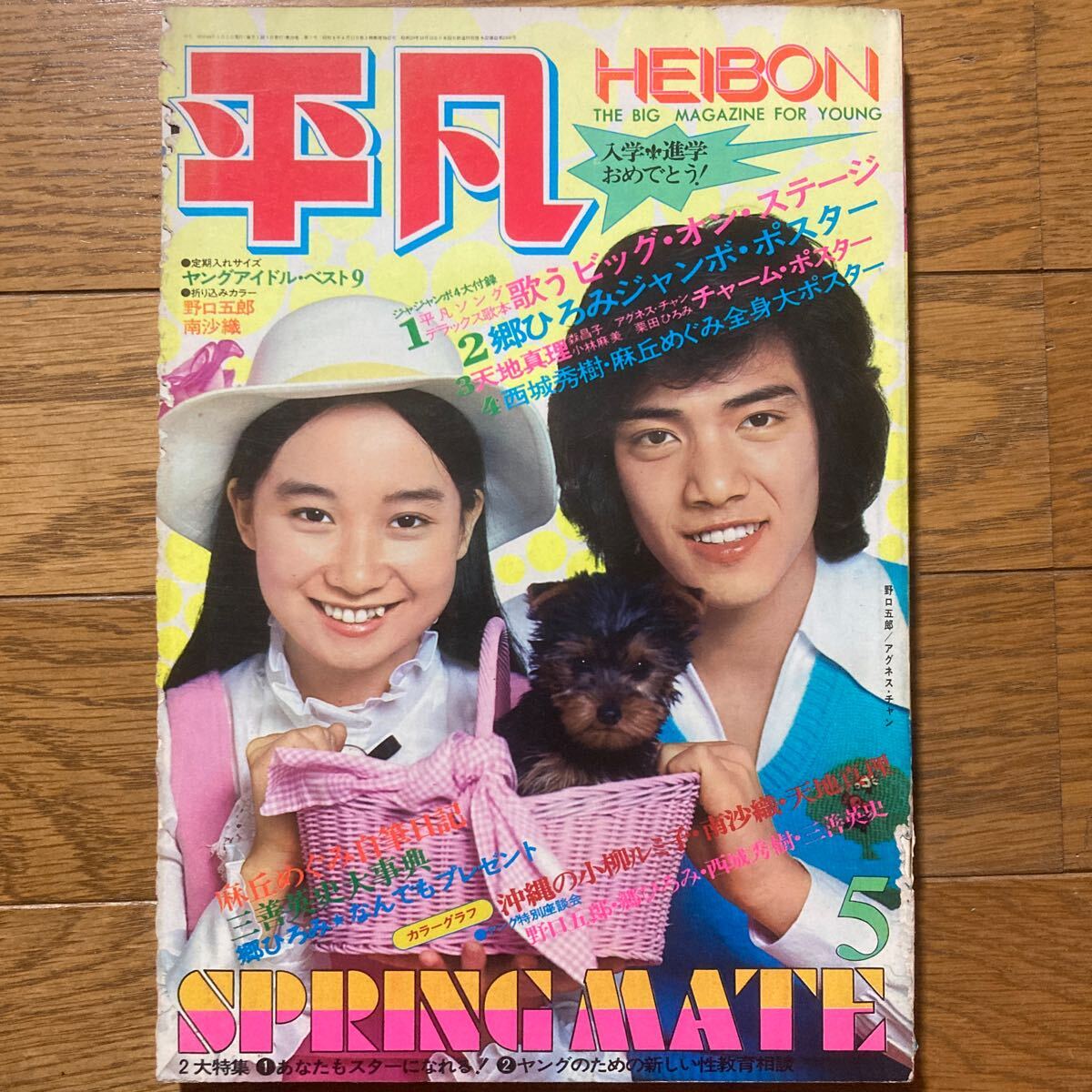 平凡 1973年5月号 南沙織 ピンナップ付き　西城秀樹 天地真理 小柳ルミ子石川さゆり野口五郎 麻丘めぐみ　アントニオ猪木 フォーリーブス　_画像1