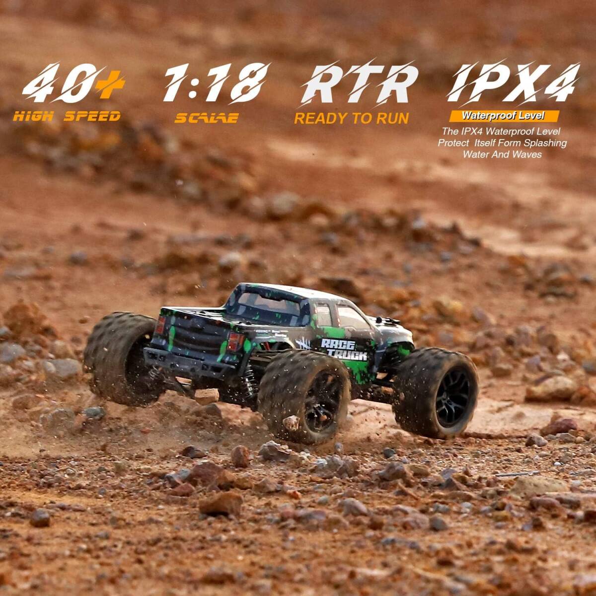  high speed radio controlled car off-road 1/18 4WD 40 km/h high speed car RC buggy onroad two .. speed mode all ground shape correspondence 2.4GHz wireless . interference 