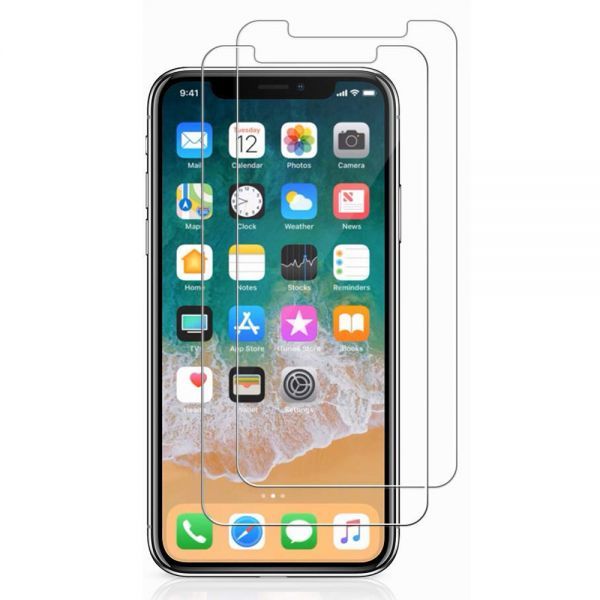 2枚入り iPhone X ガラス フィルム アイフォン 液晶 画面 保護 守る シール シート カバー スクリーン Glass Film 9H Apple アップル 衝撃の画像1