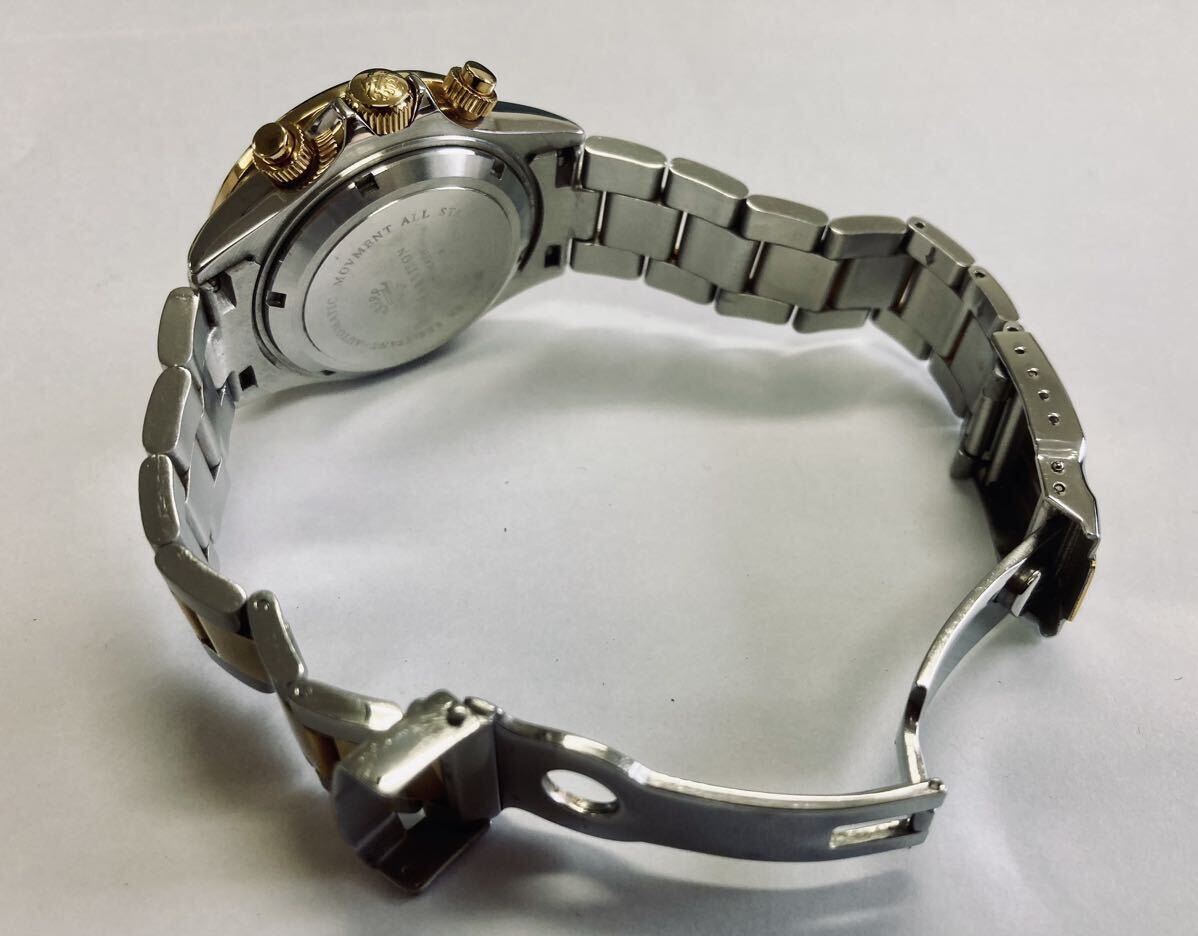 B 稼働品 J.HARRISON ジョンハリソン クロノグラフ JH-014DG メンズ腕時計 自動巻き 天然ダイヤモンド ゴールド アンティークの画像7