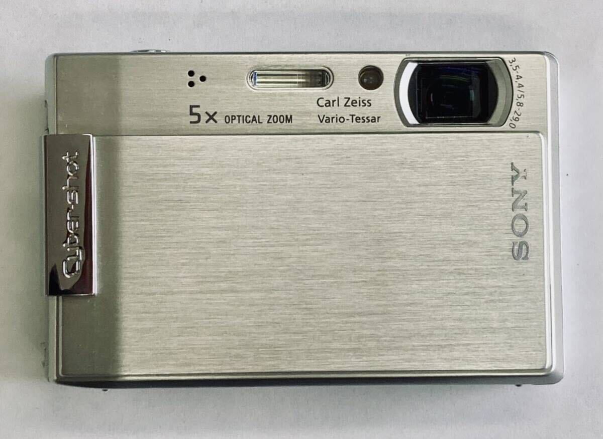TH 通電OK SONY Cyber-shot ソニー サイバーショット コンパクトデジタルカメラ DSC-T100 デジカメ シルバー バッテリー充電器付きの画像2