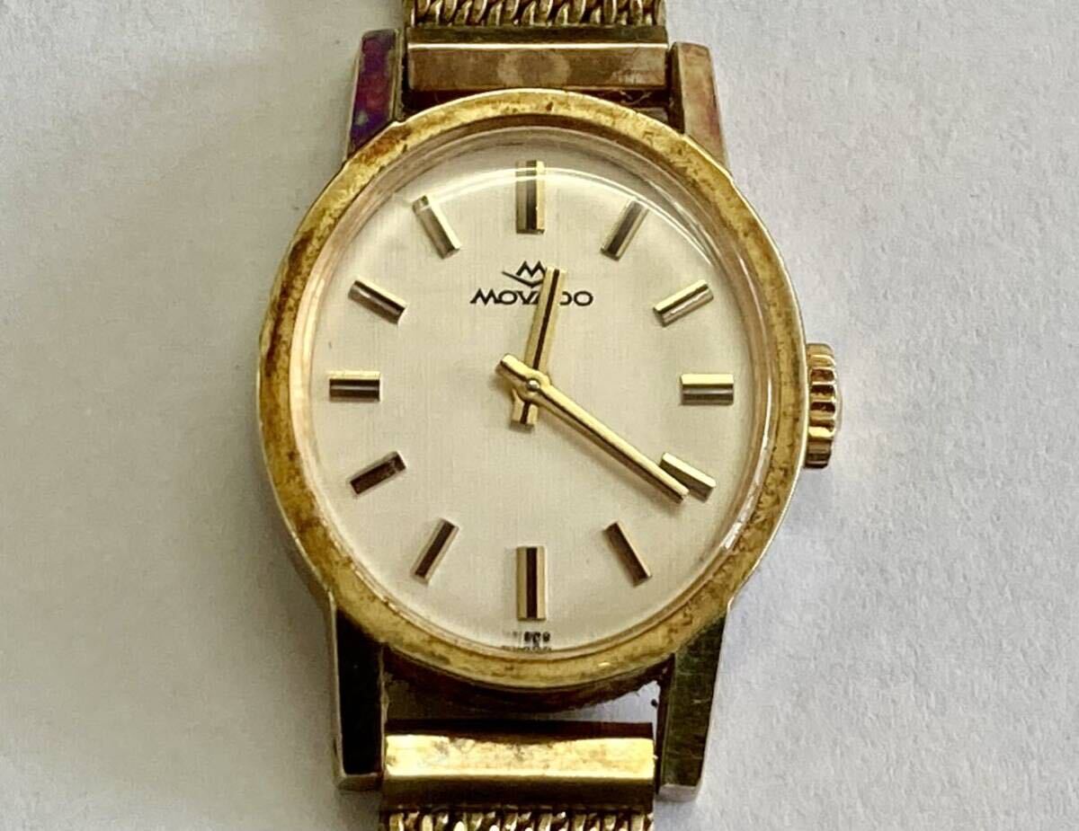H 稼働品 MOVADO モバード レディース腕時計 手巻き 445 ゴールドカラー アンティーク レトロの画像1