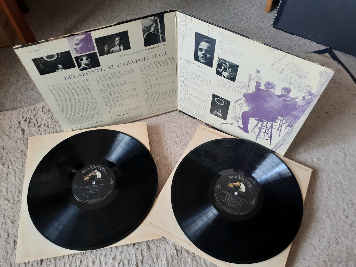 〈ヴォーカル〉Harry Belafonteハリーベラフォンテ/At Carnegie Hallアット カーネギーホール(RCA LOC-6006)2LP★1959年US盤/DG有/影付き犬の画像3