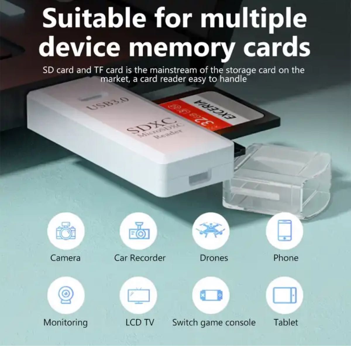 【新品】USB3.0 カードリーダー メモリ micro SD SDカード  黒