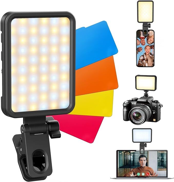 撮影用自撮りライト LEDライト 明るさ5段階調節可能 フィルター4枚付きの画像1