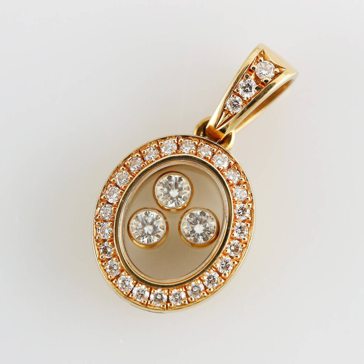 < Chopard > 750 happy diamond 3P pendant 3.2g [C7983]