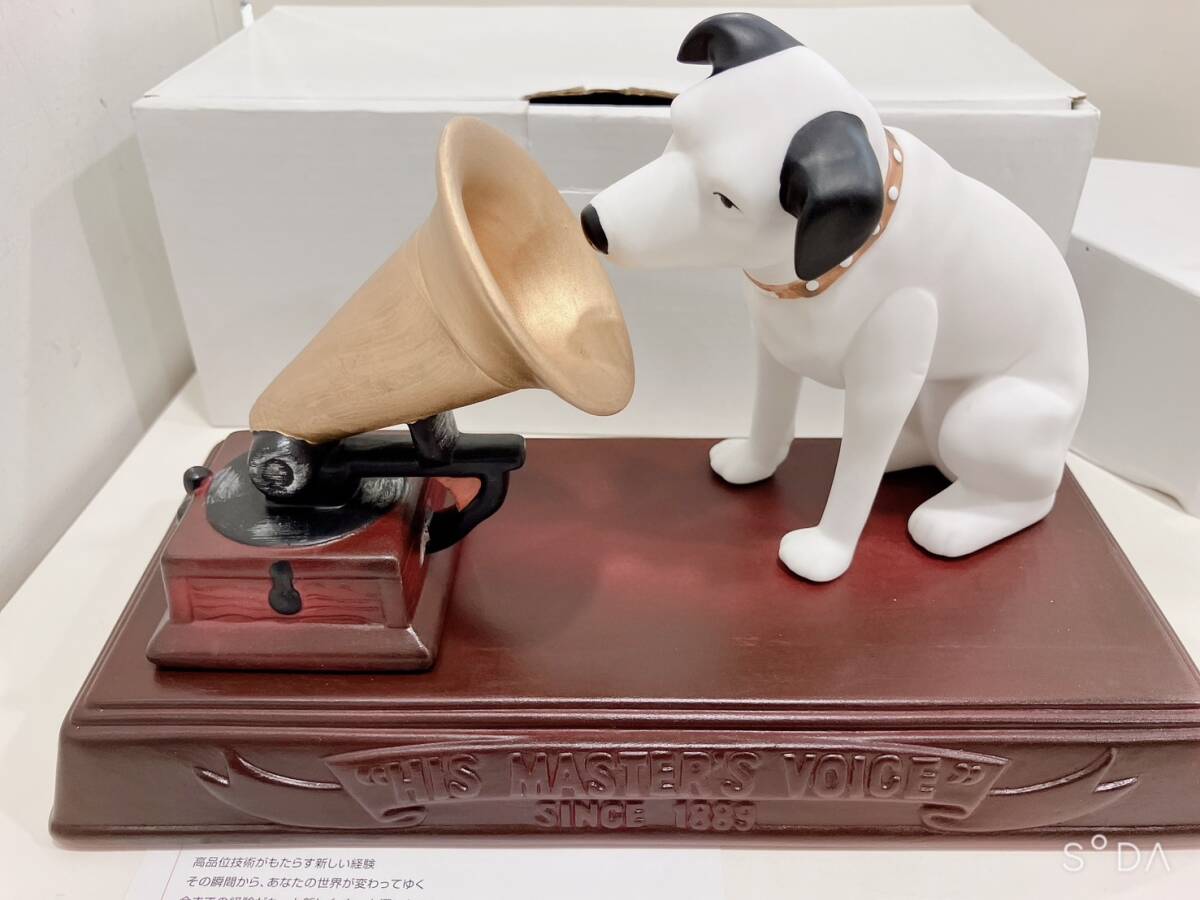 ◆【未使用】ビクター犬ニッパー HIS MASTERS VOICE 陶器置物　蓄音機 陶器製置物　3点セット 昭和レトロ 非売品_画像2