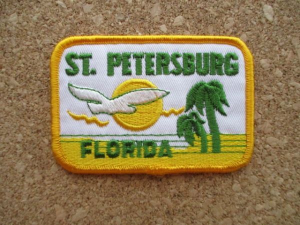 セントピーターズバーグST.PETERSBURG FLORIDA ワッペン/カモメPATCH野鳥フロリダ旅行VOYAGER鳥アメリカVintageスーベニアPATCH土産USA D21_画像1