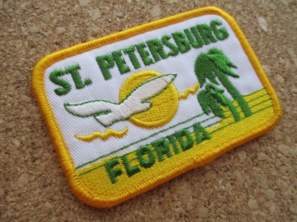 セントピーターズバーグST.PETERSBURG FLORIDA ワッペン/カモメPATCH野鳥フロリダ旅行VOYAGER鳥アメリカVintageスーベニアPATCH土産USA D21_画像2