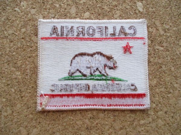 80s カリフォルニア CALIFORNIA ワッペン/クマ州旗ビンテージVoyagerリパブリックPATCH土産アップリケUSAスーベニア共和国くま熊ベア D21の画像5