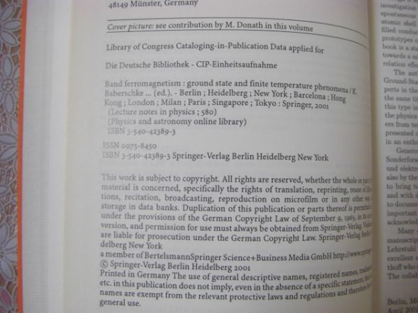 物理洋書 Band-ferromagnetism : ground-state and finite-temperature phenomena バンド強磁性：基底状態および有限温度現象 A93_画像4