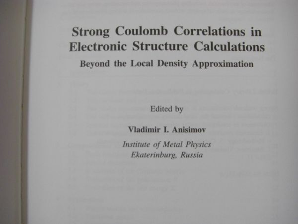  physics foreign book Strong coulomb correlations in electronic structure calculations electron structure count regarding strong Koo long ..: department place density close .A83