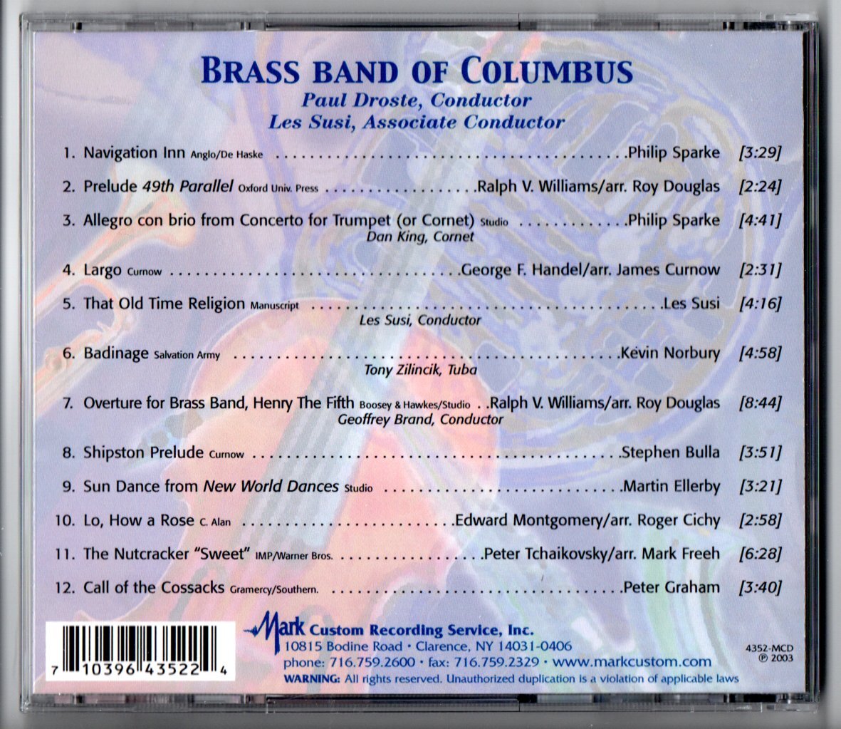 送料無料 金管バンドCD コロンバス・ブラスバンド ミッドウエスト・クリニック2002の画像2