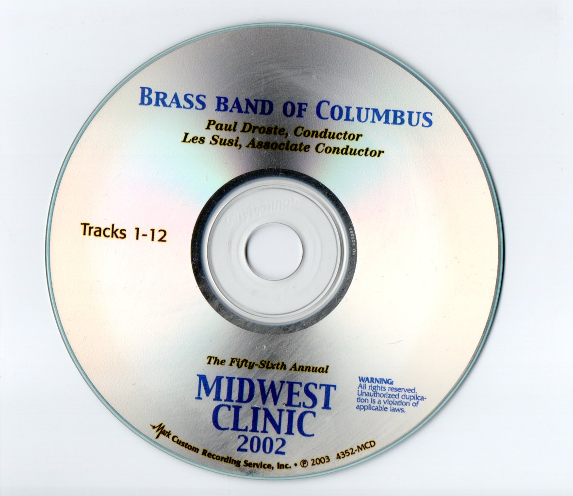送料無料 金管バンドCD コロンバス・ブラスバンド ミッドウエスト・クリニック2002の画像3