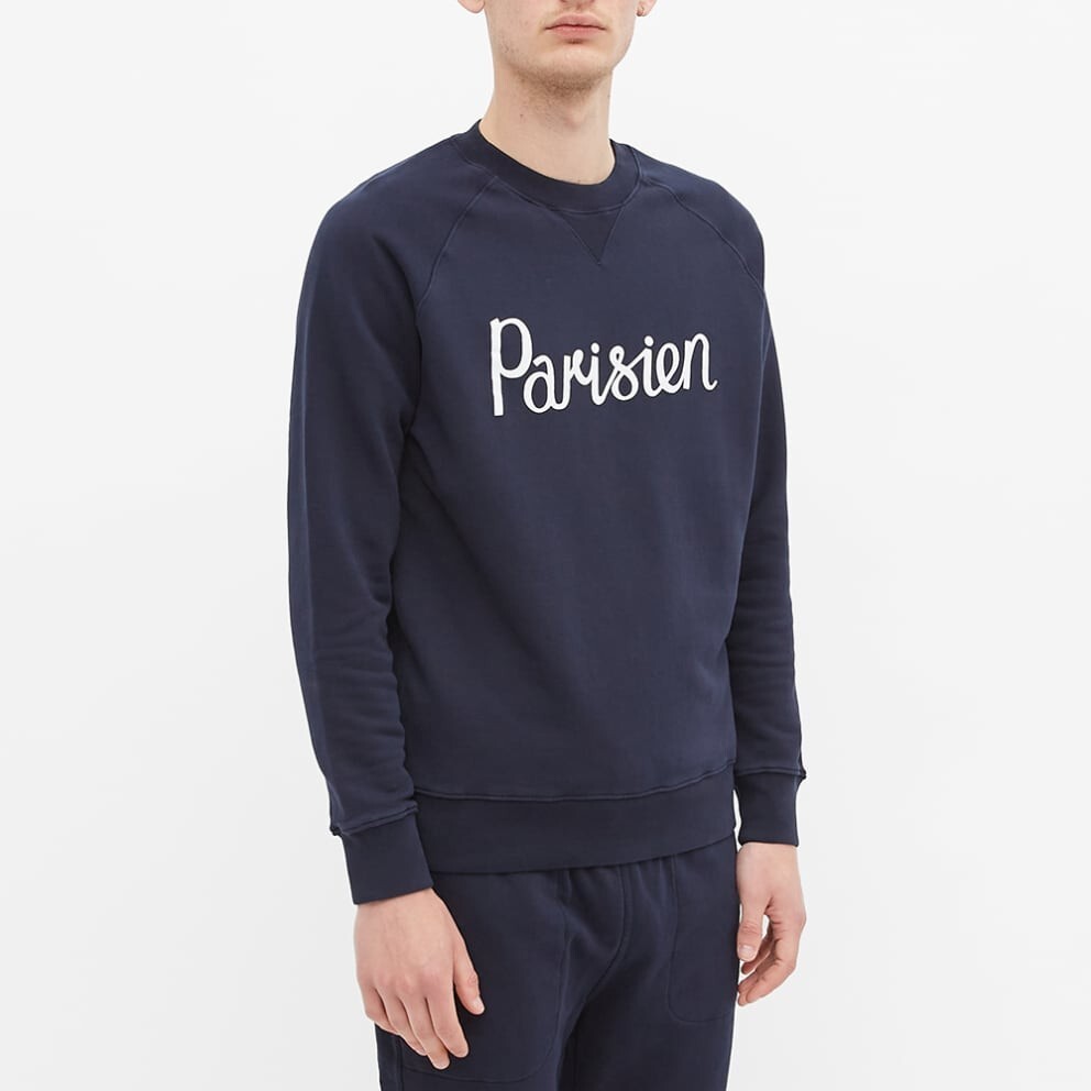  mezzo n лисица Maison Kitsune parisien Париж Jean sweat тренировочный футболка новый товар M темно-синий NVY хлопок 100% не использовался бесплатная доставка 