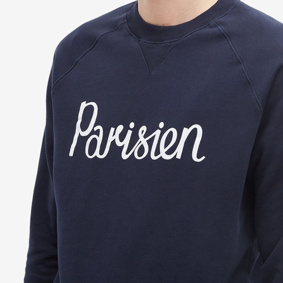  mezzo n лисица Maison Kitsune parisien Париж Jean sweat тренировочный футболка новый товар M темно-синий NVY хлопок 100% не использовался бесплатная доставка 